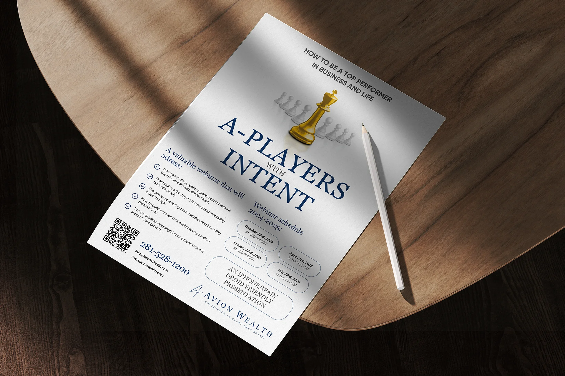 Flyer Minimal monochrome business event flyer with typography-focused design.