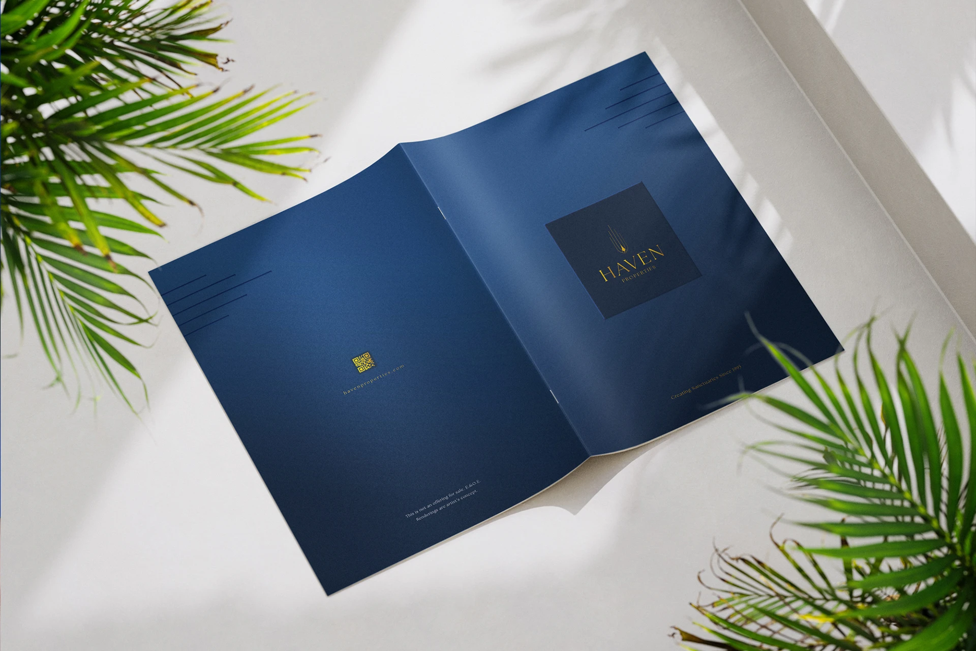 Haven Properties luxury brochure cover and back