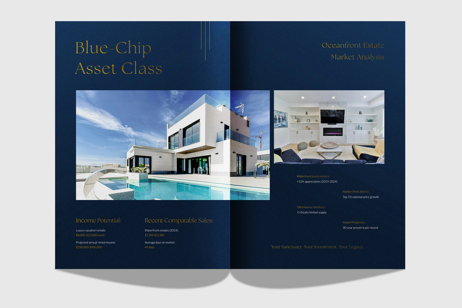 Haven Properties luxury brochure blue-chip asset class sancturies interior and exteriors shot